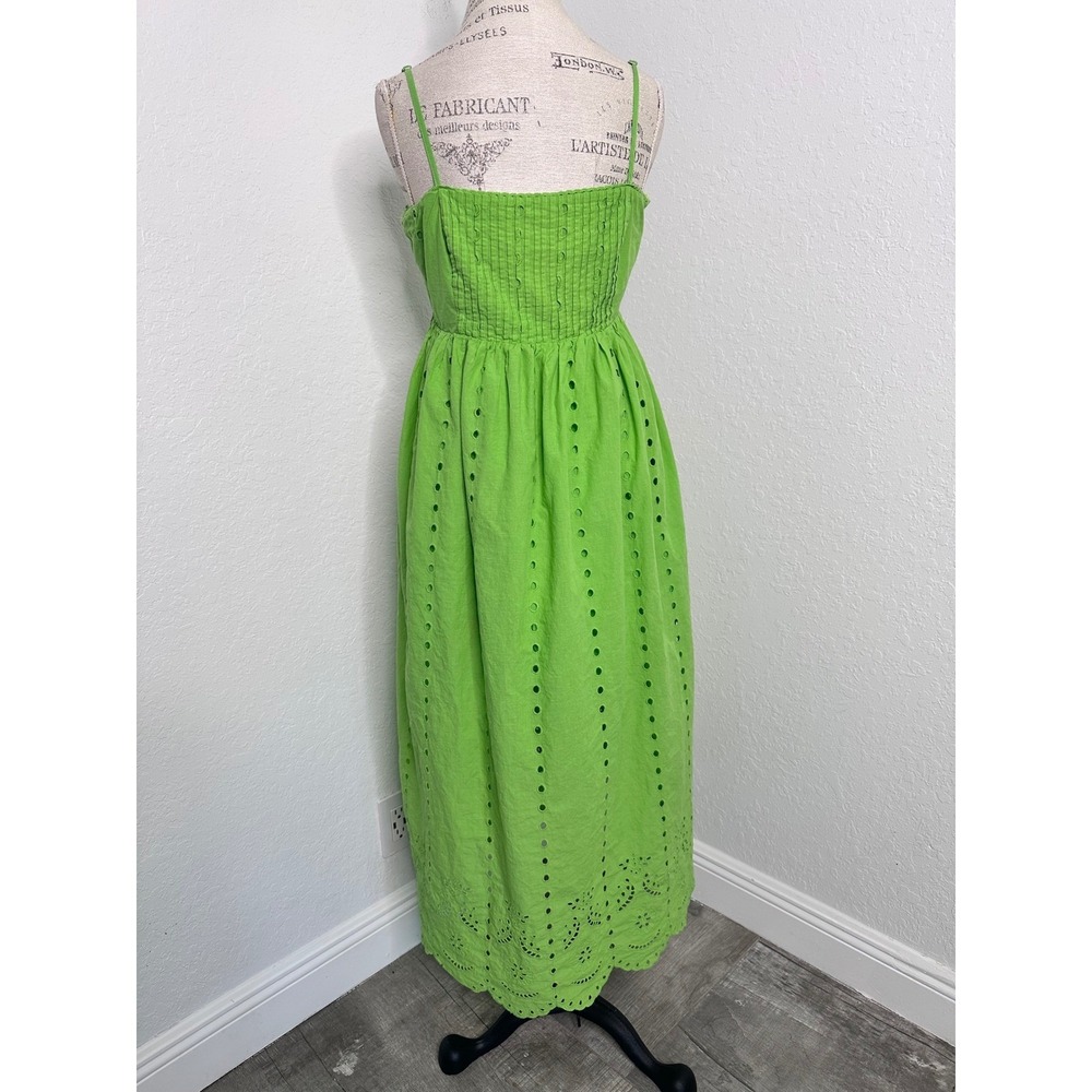 Slate & Willow Large Lime Green Eyelet  Midi Smocked /Scallop Dress Bodice - Picture 4 of 7